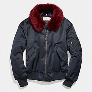 Coach MA-1 JACKET WITH SHEARLING COLLAR